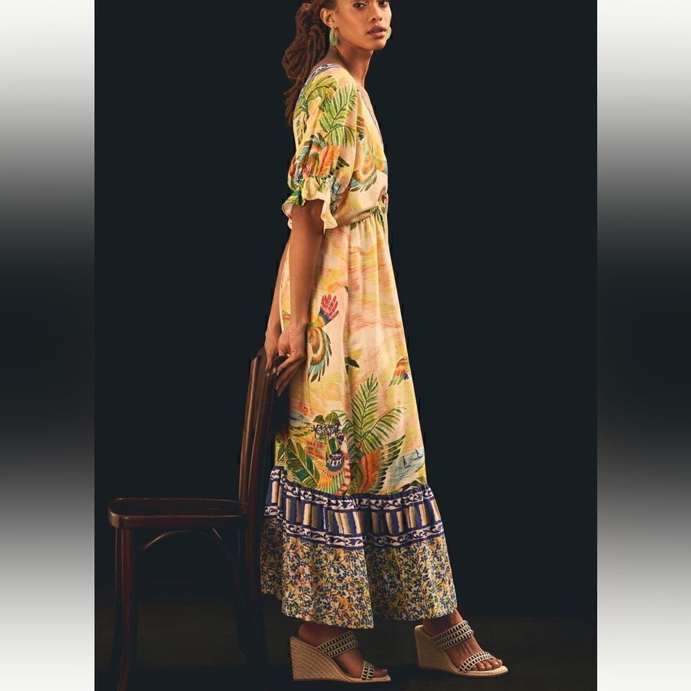 Farm Rio macaw 🦜 paradise puff sleeve maxi dress NWT - Picture 4 of 8